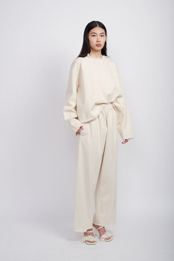 BAGGY DENIM PANTS - CREAM