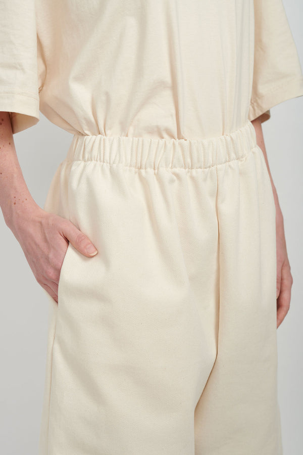 BAGGY DENIM JORTS - CREAM
