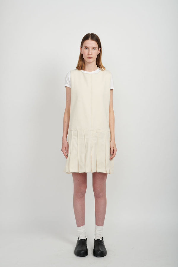 PLEATED DRESS - CREAM