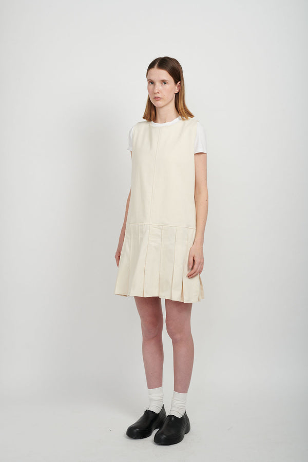 PLEATED DRESS - CREAM