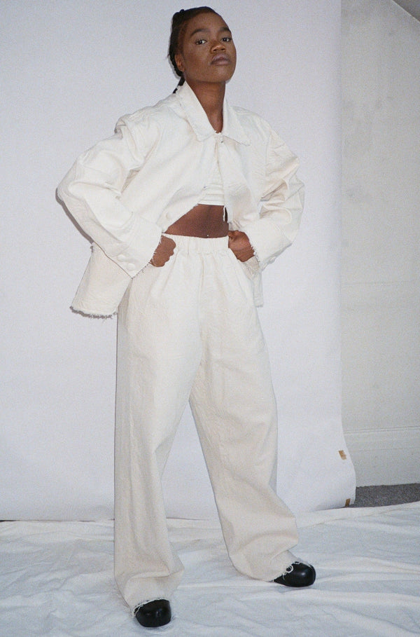 BAGGY DENIM PANTS - CREAM