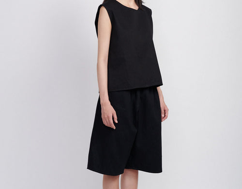 BAGGY DENIM JORTS - BLACK