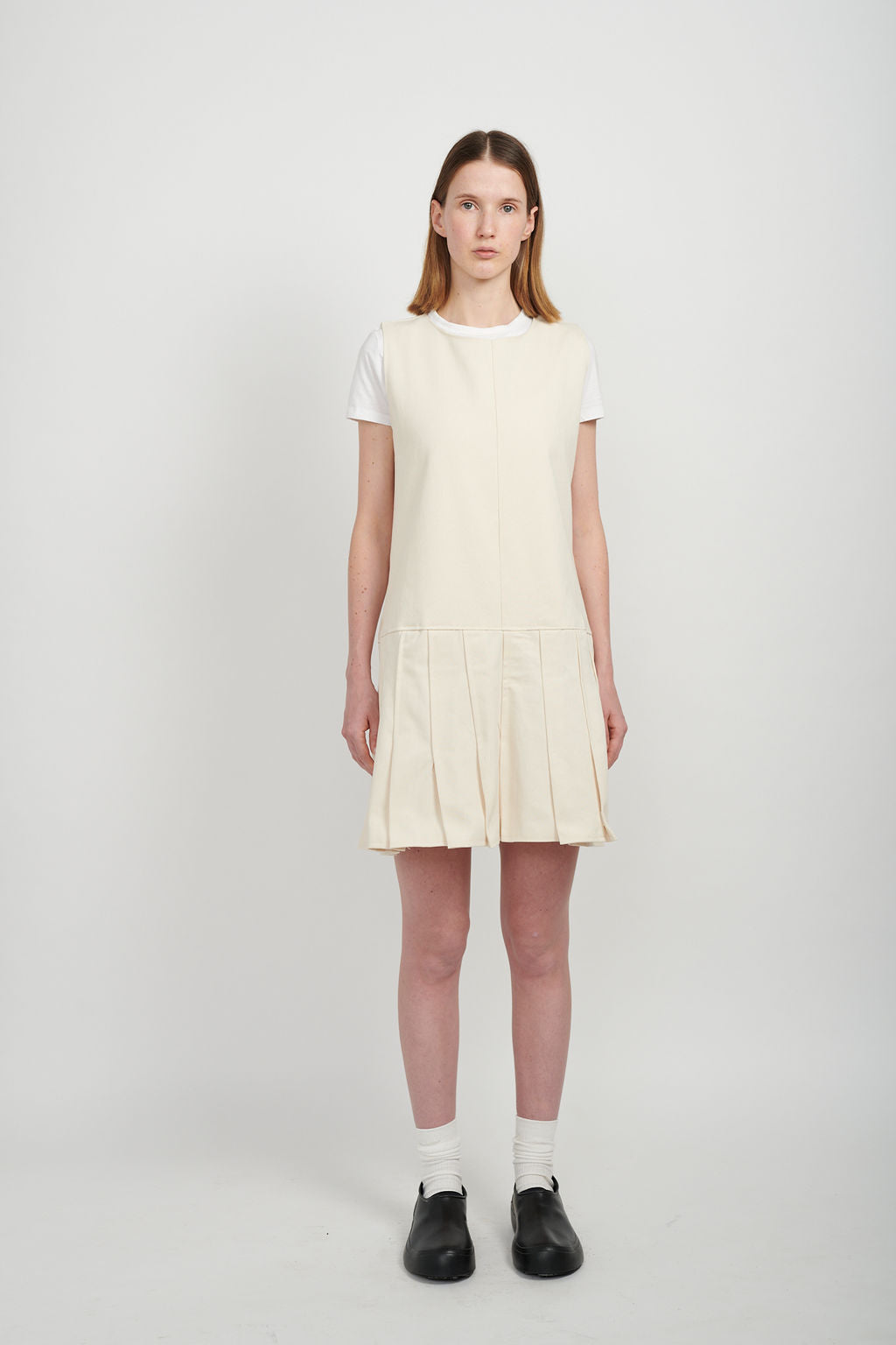 PLEATED DRESS - CREAM