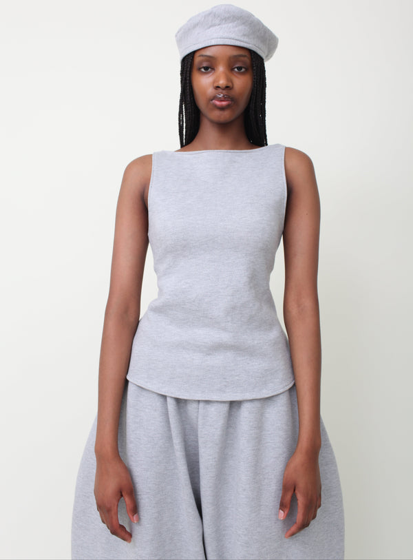SQUARE NECK TOP - GREY