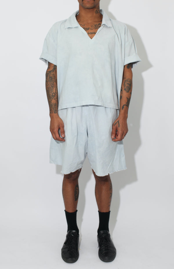 BAGGY COTTON JORTS - HAND DYED BLUE