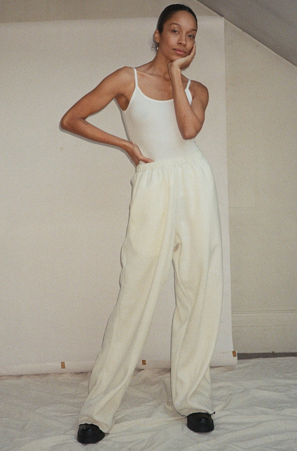 Baggy Fleece Pants - Cream