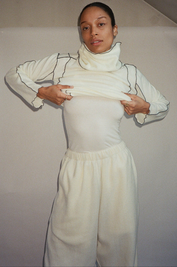 Baggy Fleece Pants - Cream