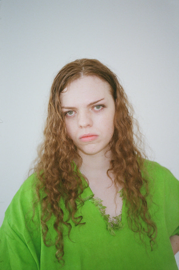 COLLAR SHIRT DRESS - NEON GREEN