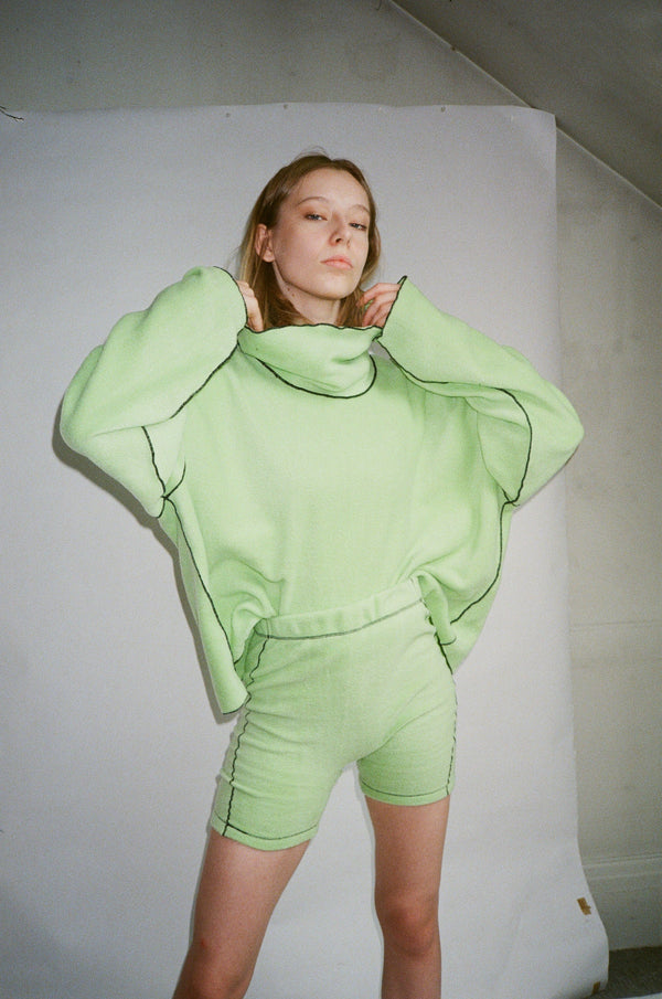 Stretch Fleece Bike Shorts - Light Green