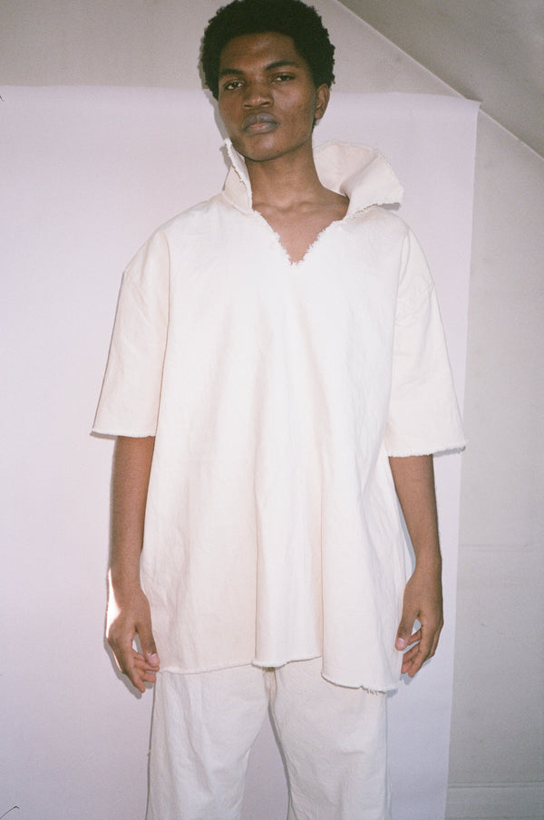 COLLAR SHIRT DRESS - CREAM